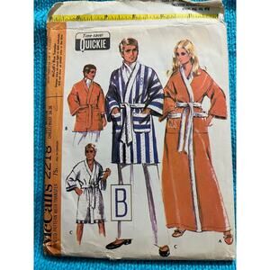 McCalls 2218 unisex robe long short pattern size medium